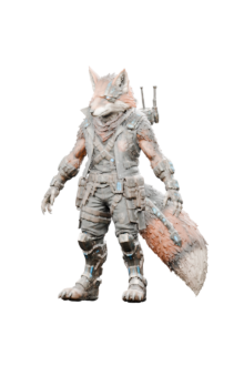 NOVA, the armored fox-like veteran companion