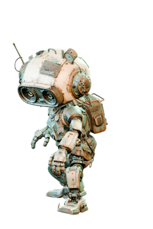 Rusty Sentinel, a friendly weathered robot companion